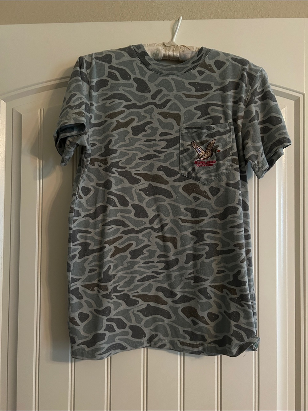 BURLEBO Gray Camouflage Pocket Tee with Duck Patch
